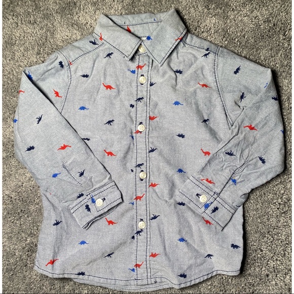 Carter’s Dinosaur Print Button Down with Red Pants outfit - Picture 3 of 7